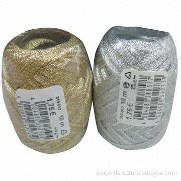 Metallic woven ribbon egg, 6mm x 10m shrink packed with label